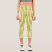 Leggings Capri Rayures verticales de style pailleté jaune vif (Recto)