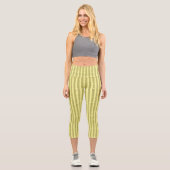 Leggings Capri Rayures verticales de style pailleté jaune vif (Recto)