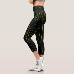 Leggings Capri Rectangles verte et noire de chaux