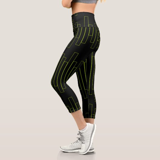 Leggings Capri Rectangles verte et noire de chaux (Gauche)