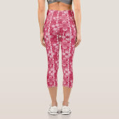 Leggings Capri Red and white floral pattern (Verso)