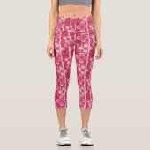 Leggings Capri Red and white floral pattern (Recto)