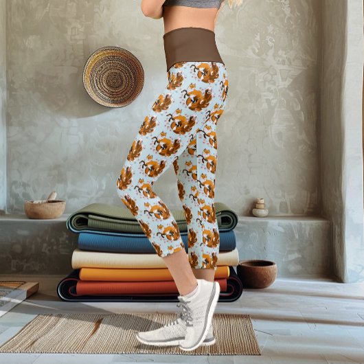 Leggings Capri Red Fox Tails Kitsune Kasai