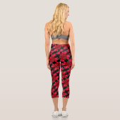 Leggings Capri Red Lily Floral Motif d'art Abstrait (Verso)