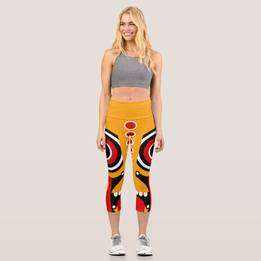 Leggings Capri Red Orange Tiki (Recto)
