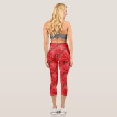 Leggings Capri Red Rose Flower Nature (Verso)