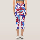 Leggings Capri Red White Blue Stars (Verso)