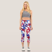 Leggings Capri Red White Blue Stars (Recto)