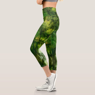 Leggings Capri Réflexions d'eau de Super Green Tree stylisées