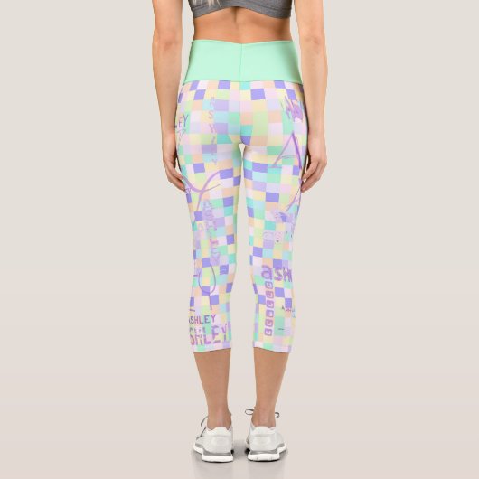 Leggings Capri Répéter Ashley Mauve Tones Pastel Checkerboard C (Verso)