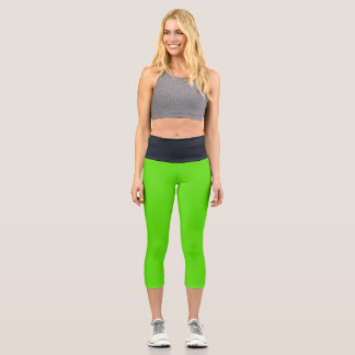 Leggings Capri Ressort vert néon noir haut taille Capris