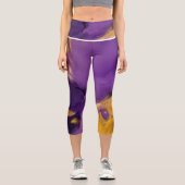 Leggings Capri Résumé Abstrait Violet et Or (Recto)