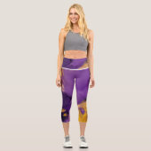 Leggings Capri Résumé Abstrait Violet et Or (Recto)