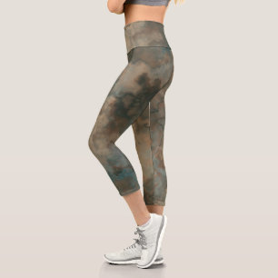 Leggings Capri Résumé Marbre Rose et Bleu