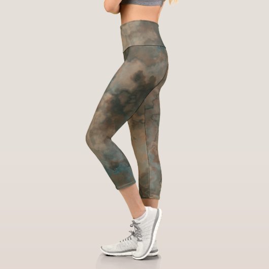 Leggings Capri Résumé Marbre Rose et Bleu (Gauche)