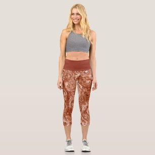 Leggings Capri Résumé Marbre Tourbillon Abstrait