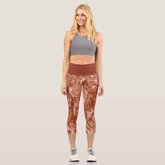 Leggings Capri Résumé Marbre Tourbillon Abstrait (Recto)