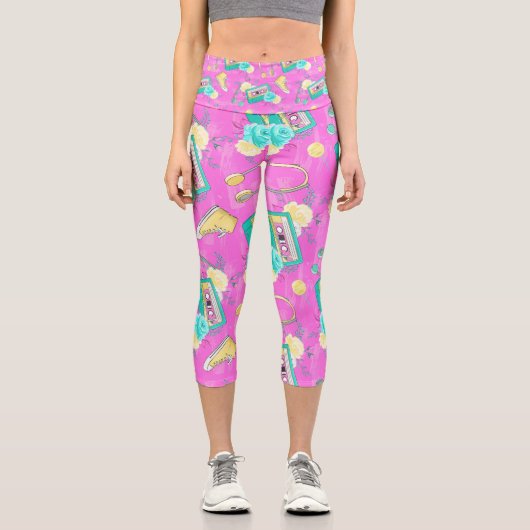 Leggings Capri Reto rose tendance années 80 (Recto)