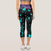 Leggings Capri Retro Aqua, style Paint Rosé Chaud (Verso)