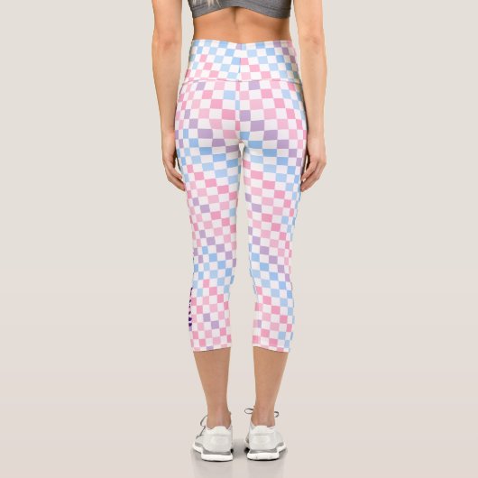 Leggings Capri Retro Checkerboard 1990s 2000s Y2K Pastel Ajouter  (Verso)