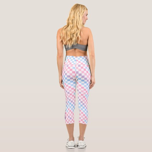 Leggings Capri Retro Checkerboard 1990s 2000s Y2K Pastel Ajouter  (Verso)