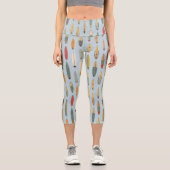 Leggings Capri Retro Coastal Surfer -Blue Surfboard Print Surfing (Recto)