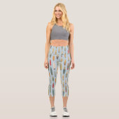 Leggings Capri Retro Coastal Surfer -Blue Surfboard Print Surfing (Recto)