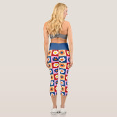 Leggings Capri Retro Cute colorful Pastel Flowers Pattern (Verso)