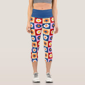 Leggings Capri Retro Cute colorful Pastel Flowers Pattern (Recto)