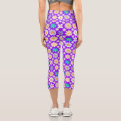Leggings Capri Retro Daisy Motif Simple.01. B Violet BG (Verso)