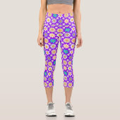 Leggings Capri Retro Daisy Motif Simple.01. B Violet BG (Recto)