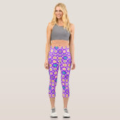 Leggings Capri Retro Daisy Motif Simple.01. B Violet BG (Recto)