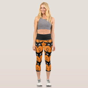 LEGGINGS CAPRI RETRO EN CHAT NOIR IMPRIMER CAPRI YOGA PANTS LEGIN