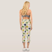 Leggings Capri Retro Groovy Summer Flowers Stems (Verso)