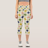 Leggings Capri Retro Groovy Summer Flowers Stems (Recto)