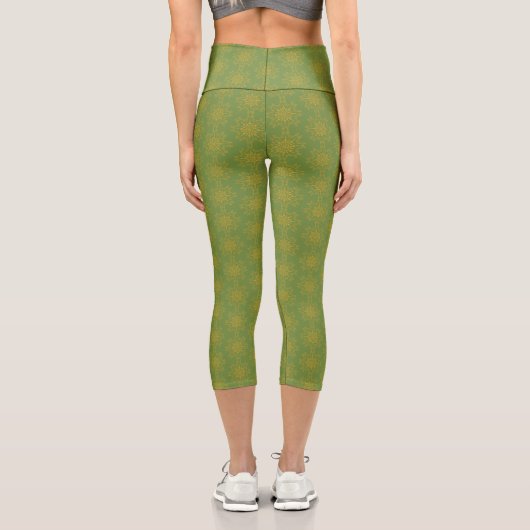 Leggings Capri Rétro Mandala Avocado haut-taille Capris (Verso)