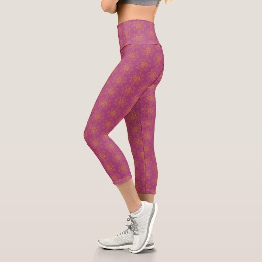 Leggings Capri Rétro Mandala Boysenberry Capris haut taille (Gauche)