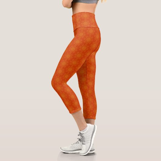 Leggings Capri Rétro Mandala Papaya Capris haut taille (Gauche)