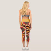 Leggings Capri Rétro Mandala Red Orange et Brown (Verso)