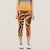 Leggings Capri Rétro Mandala Red Orange et Brown (Recto)