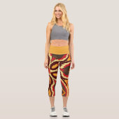 Leggings Capri Rétro Mandala Red Orange et Brown (Recto)