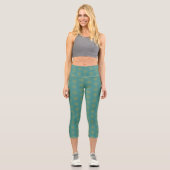 Leggings Capri Rétro Mandala Turquoise à haut taille Capris (Recto)