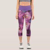 Leggings Capri Rétro Mandala violet rose et orange (Recto)