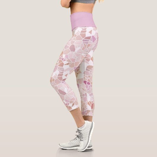 Leggings Capri Retro Pastel Blush violet rose Mosaic Art Motif (Gauche)