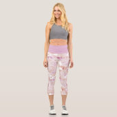 Leggings Capri Retro Pastel Blush violet rose Mosaic Art Motif (Recto)