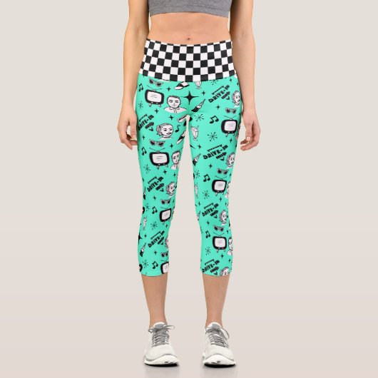 Leggings Capri Retro Pop Art Style 1950s Style Graphics (Recto)