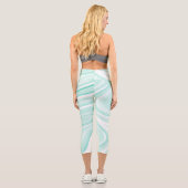Leggings Capri Retro Swirl Liquide Aqua Peinture Verte Esthétique (Verso)
