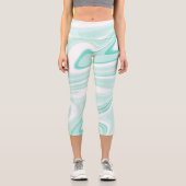 Leggings Capri Retro Swirl Liquide Aqua Peinture Verte Esthétique (Recto)