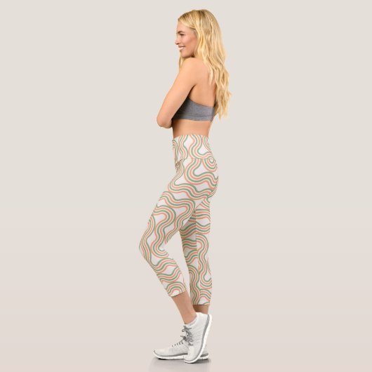 Leggings Capri Retro Wavy Abstract Pattern Custom  (Gauche)