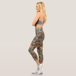Leggings Capri Riche brocart de tapisserie florale antique victor